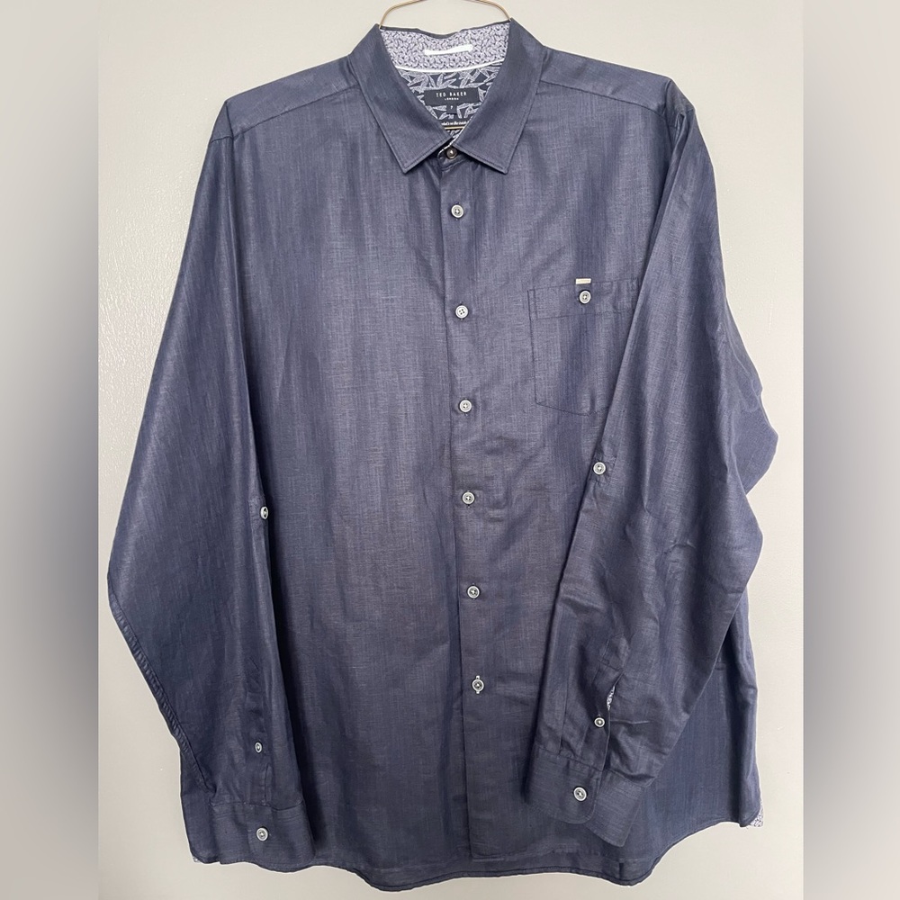 Ted Baker Dress Shirt Men X-Large 7  Button Down Long Sleeve